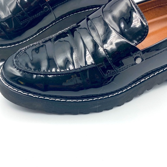 Franco Sarto Patent Leather Cassandra Black Platform Penny Loafer - Picture 6 of 8